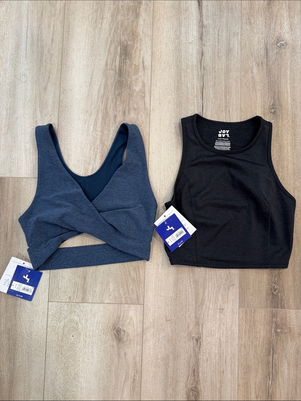 JoyLab Black Crop Tank & Navy Twist-Front Sports Bra Bundle